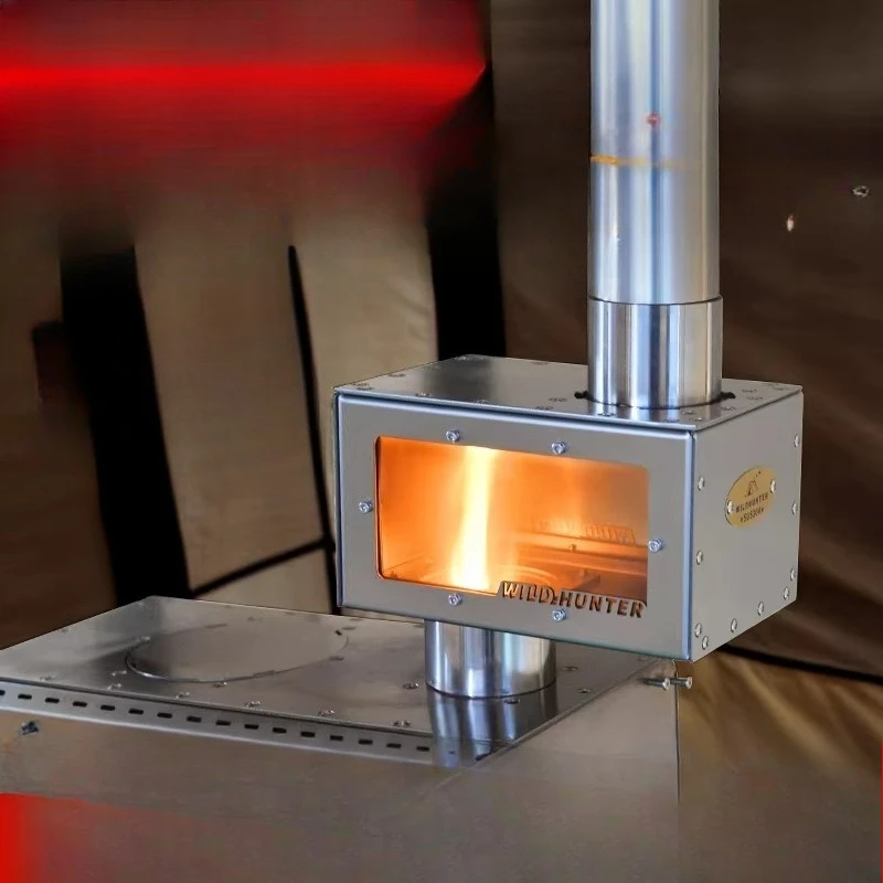 Firewood stove Rubik's Cube anti-Mars 2-sided fire viewing and heating chimney transfer cooking expansion platform