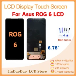 6.78 inch Original For ASUS ROG Phone 6 LCD Display Screen Touch Panel Digitizer For Asus ROG 6 Pro LCD Replacement With Frame