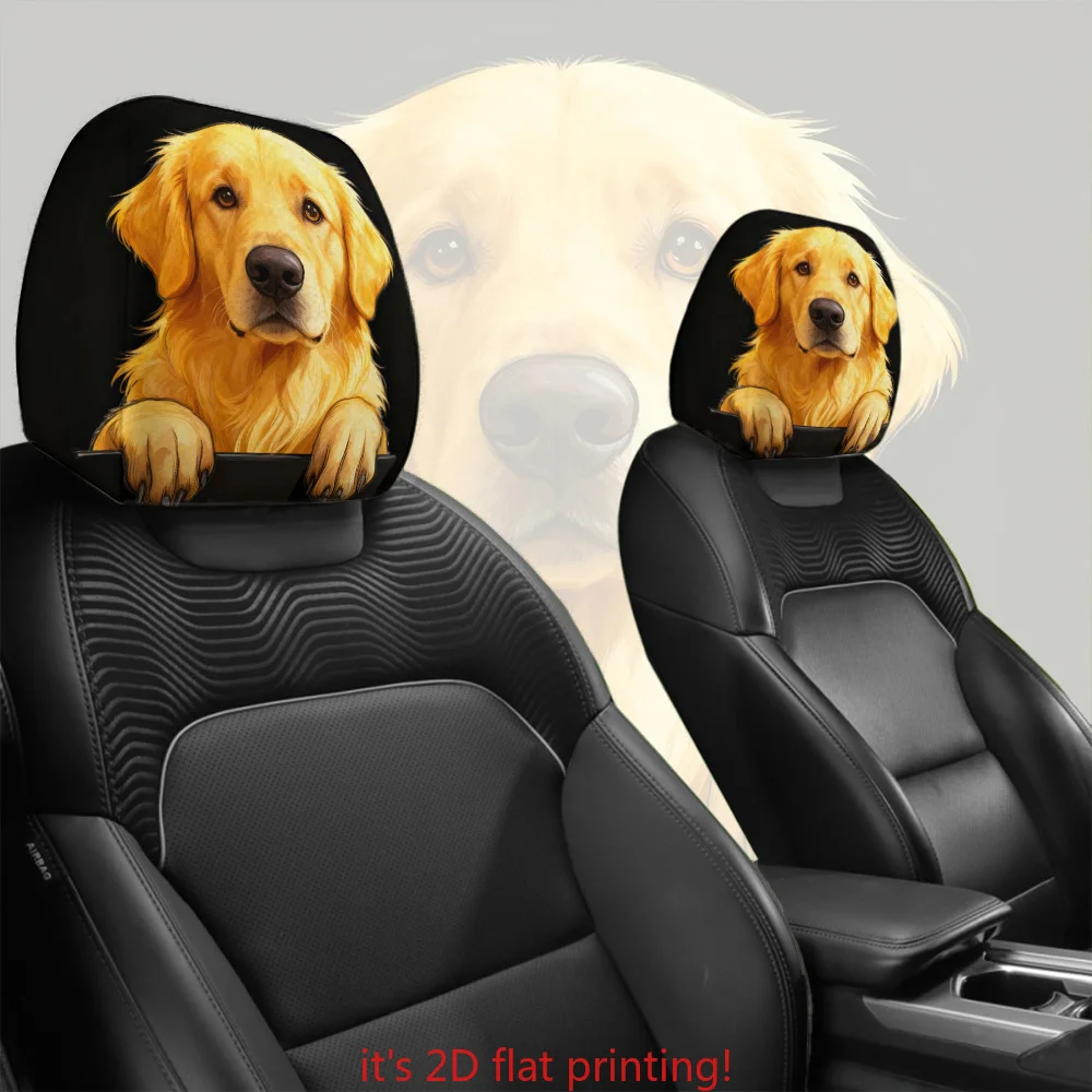 

Set of 2 Car Headrest Covers Featuring Golden Retrievers | Made from 100% Polyester | Stylish And Playful Design | Easy to Ins