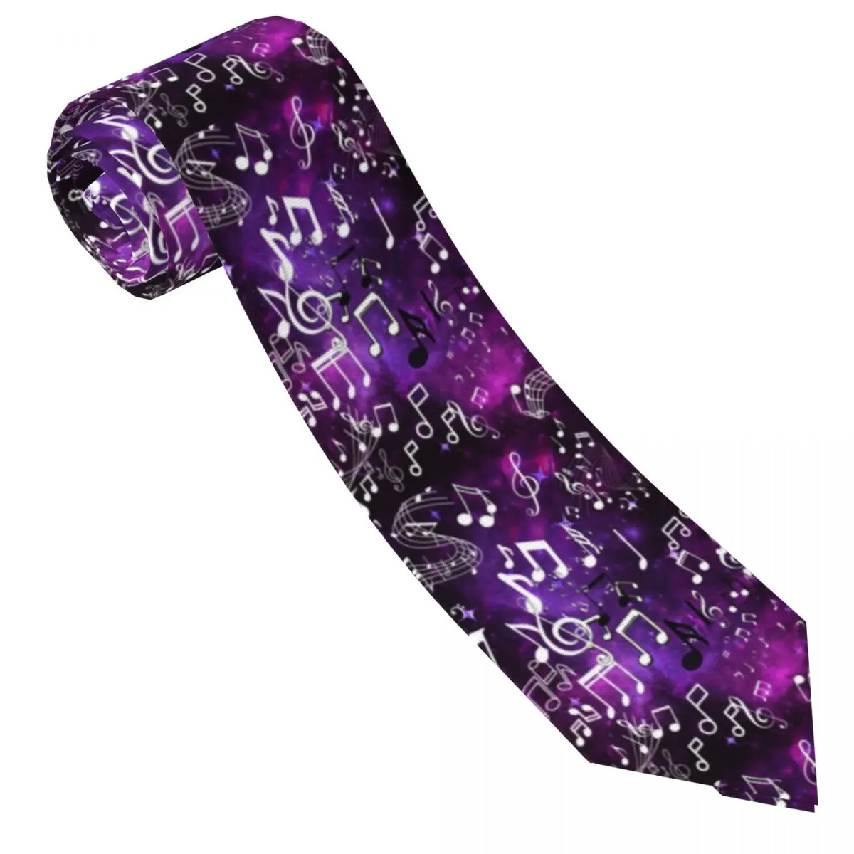 Music Notes Tie Purple Retro Casual Neck Ties For Men Women Wedding Great Quality Collar Tie Custom Necktie Accessories