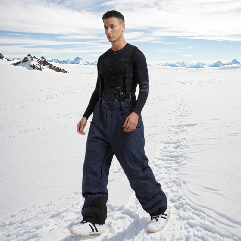 

New GSOU SNOW Men‘s Snow Strap Pants Women Baggy Trousers Solid Snowboard Overall Insulated Waterproof Windproof Thermal Winter