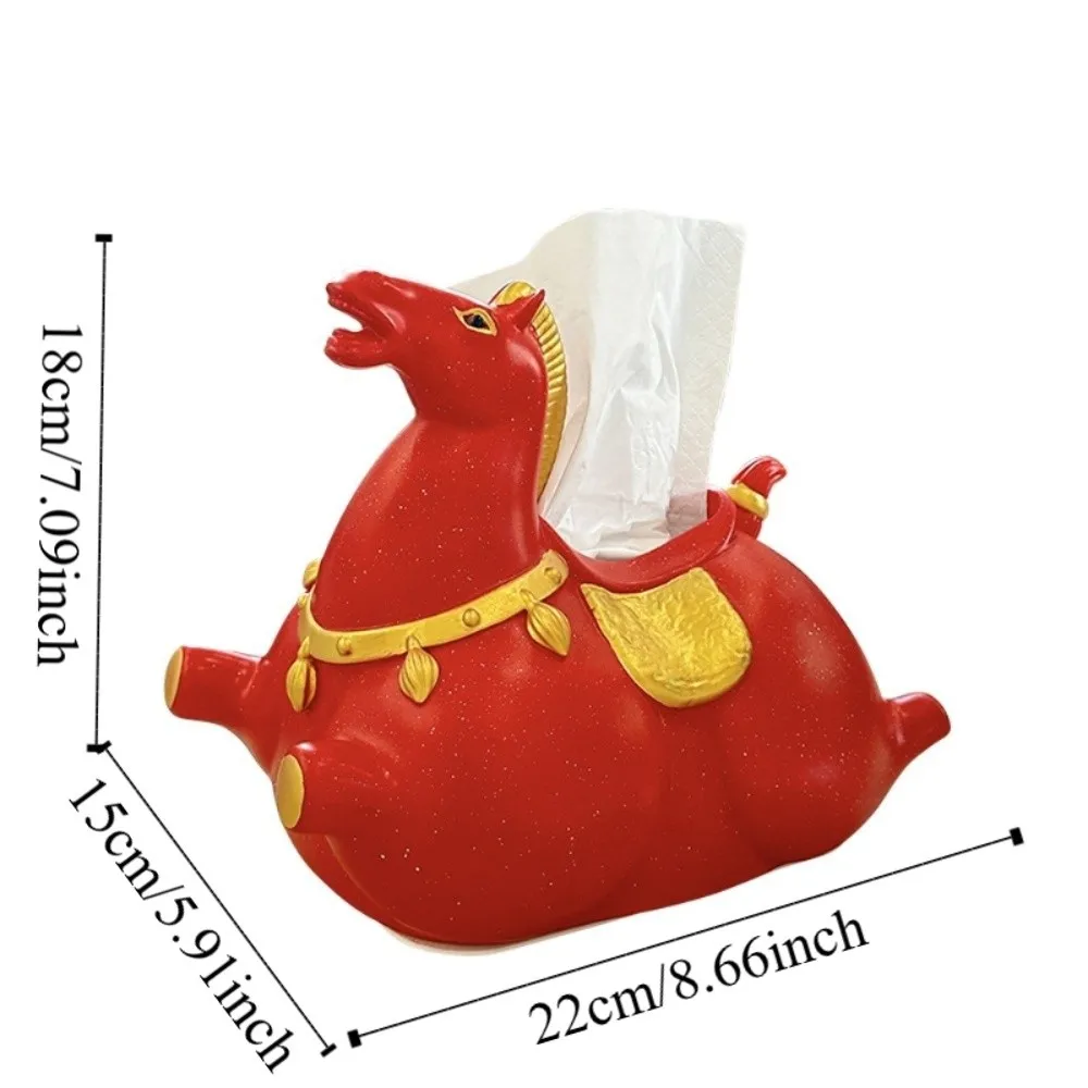 Chinese Stijl Paard Jaar Tissue Box Figuur Model Paard Tissue Opbergdoos Anime Decoratieve Zodiac Paard Model Verjaardagscadeau
