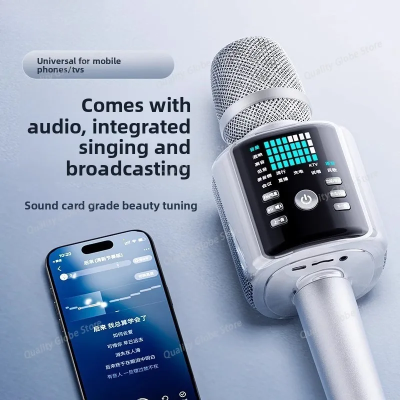H9 Wireless Karaoke Mic Speaker - Portable All-in-One Singing System with Sound Card for Home KTV