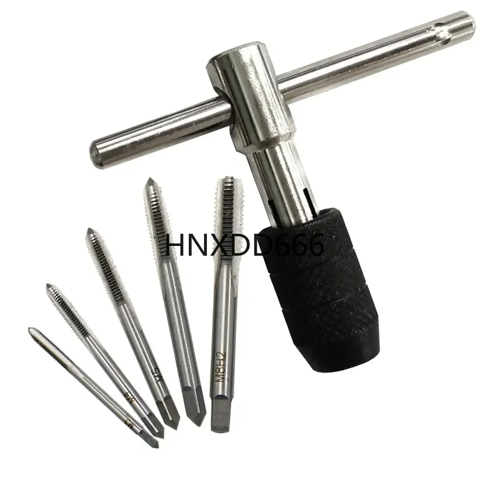 3-6mm T-shaped Tap Wrench 5pc Hand Tap M3-M8 Tapping Screwdriver Wrench Thread Tapping Hand Tool Set