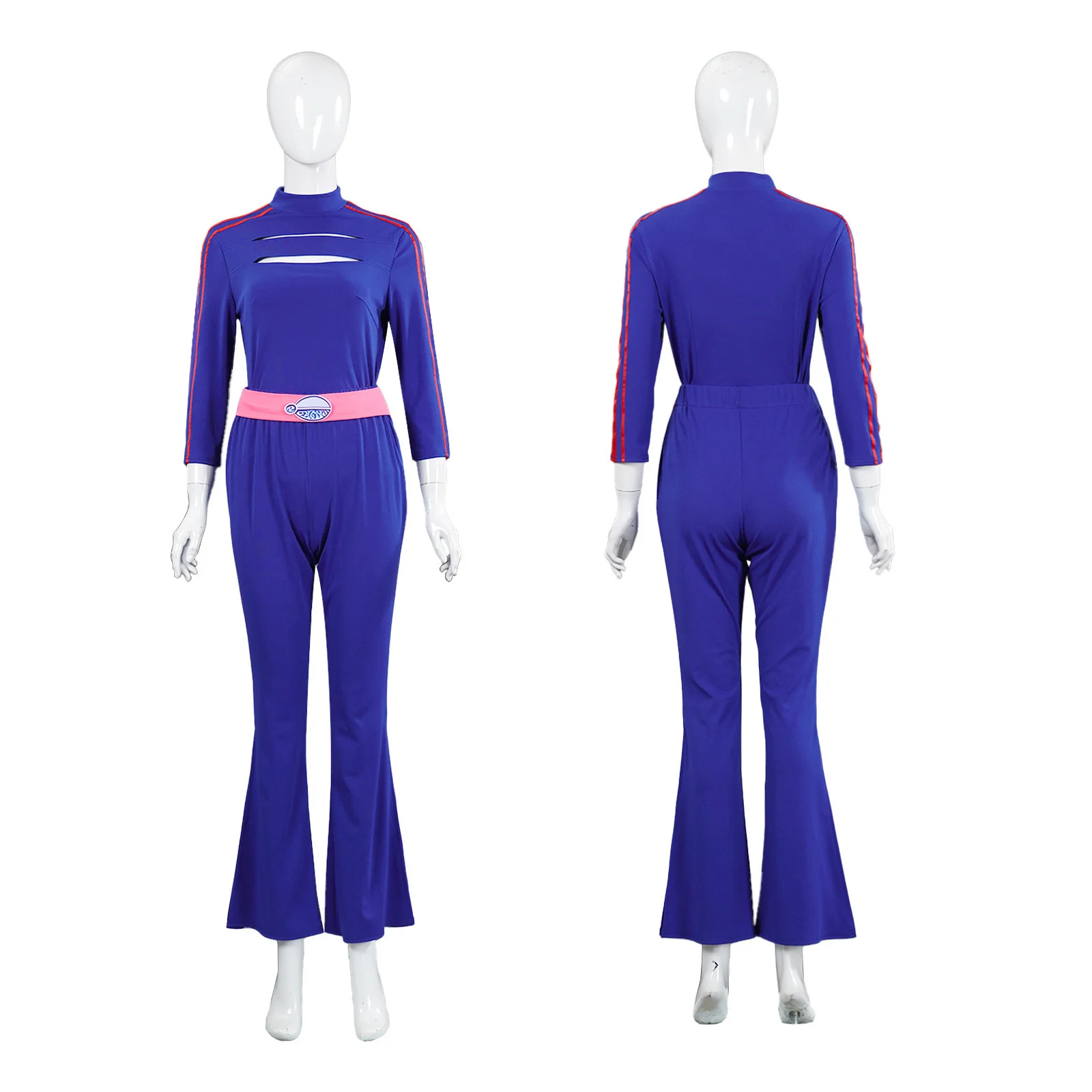 

Zombie Cosplay Costume Adult Women Blue Long Sleeved Top Flared Pants Set Stage Performance Suit Halloween Carnival Outfit