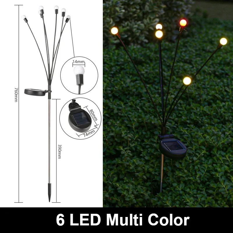 Luce solare lucciola Illuminazione solare per esterni 10 8 6 LED Impermeabile Decorazione da giardino Paesaggio Luce solare per giardinaggio all'aperto