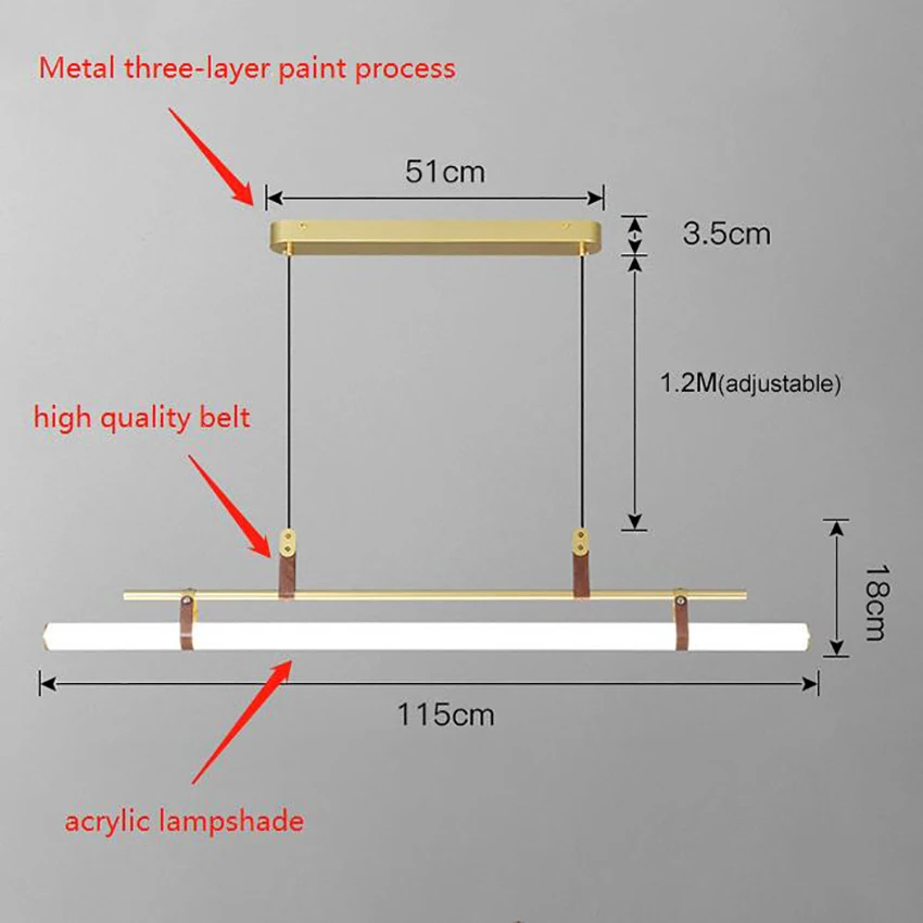 Imagem -05 - Sandyha Minimalista Lâmpada Pingente de Tira Longa Led Suspender Luz Tubo Estilo Sala Jantar Escritório Lustres Salão Luminária Lustres