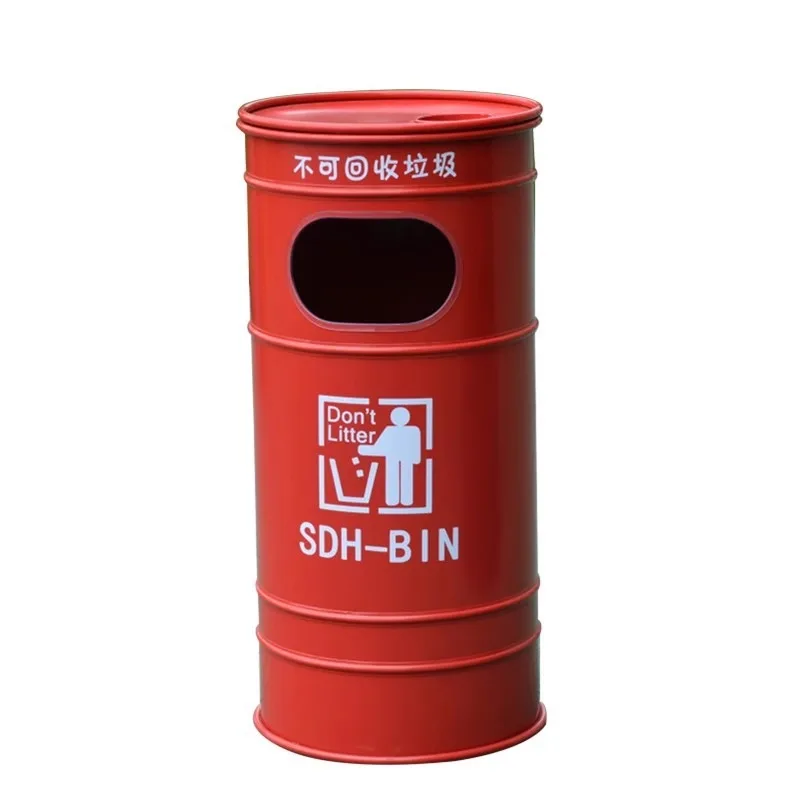 

Outdoor tin can Home park Scenic B & B ornament Industrial wind trash can