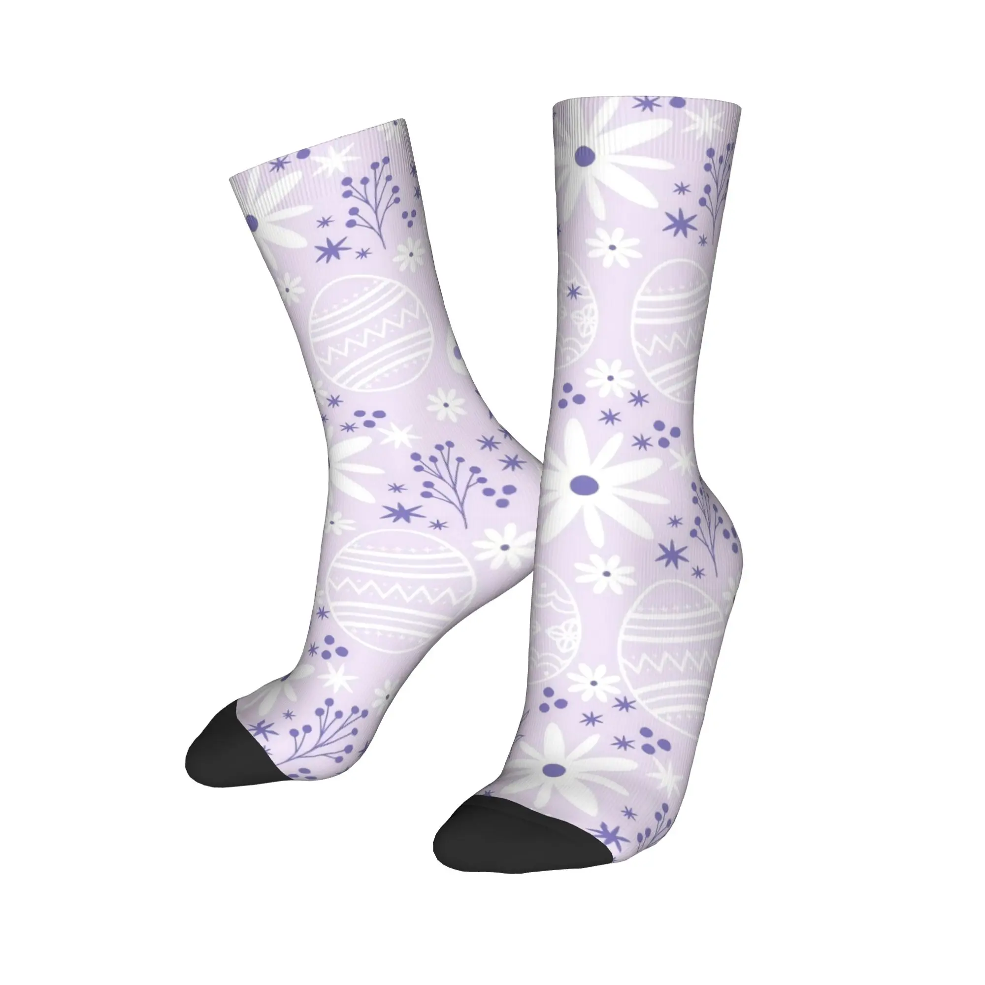 

Happy Easter Eggs Socks Men Women Polyester Fashion Daisies Socks Novelty Spring Summer Autumn Winter Middle Tube Stockings Gift