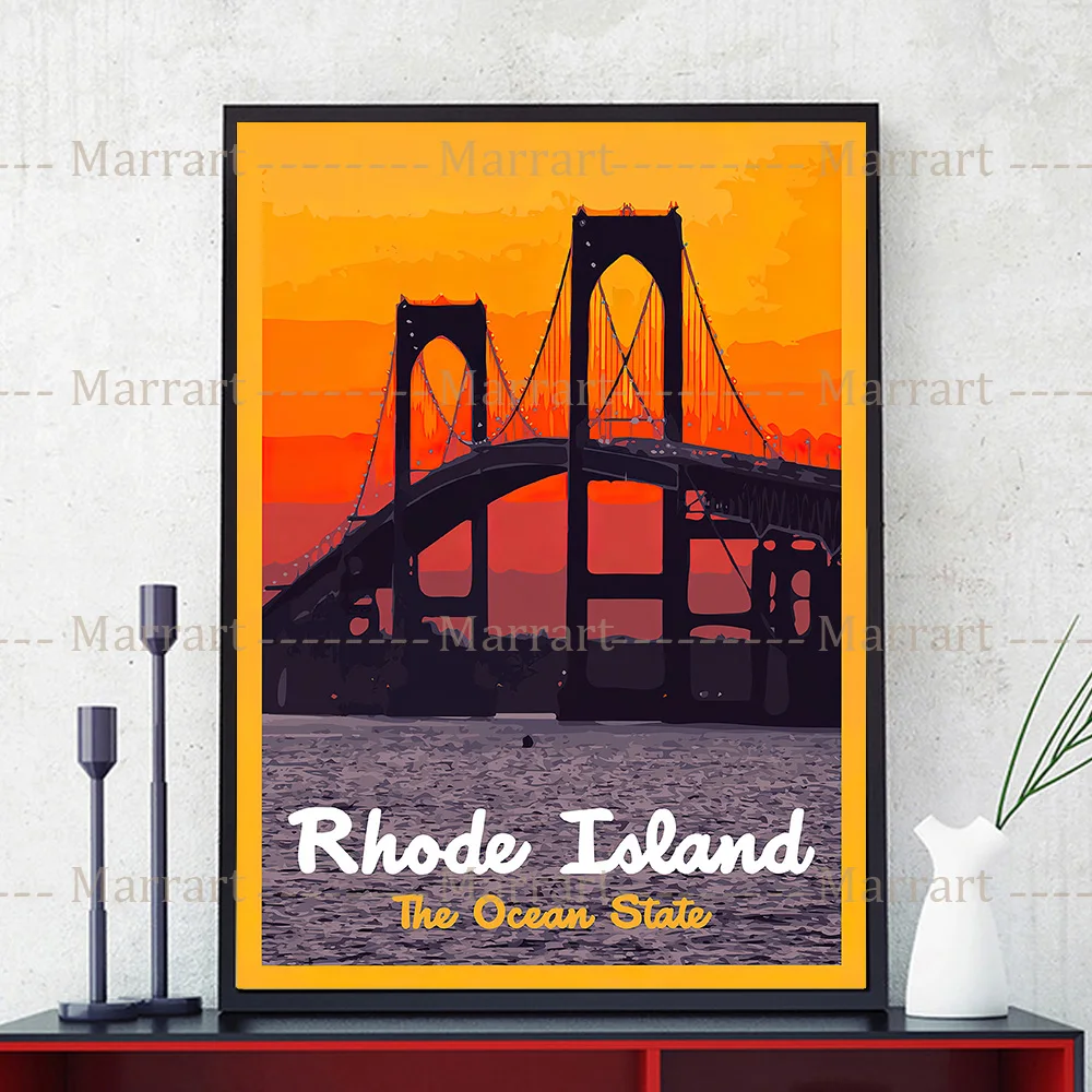 American States Travel Posters,Abstract Wall Art Print, Kansas,Utah,New Jersey,Rhode,Nevada,Missouri,Georgia Travel Poster Decor