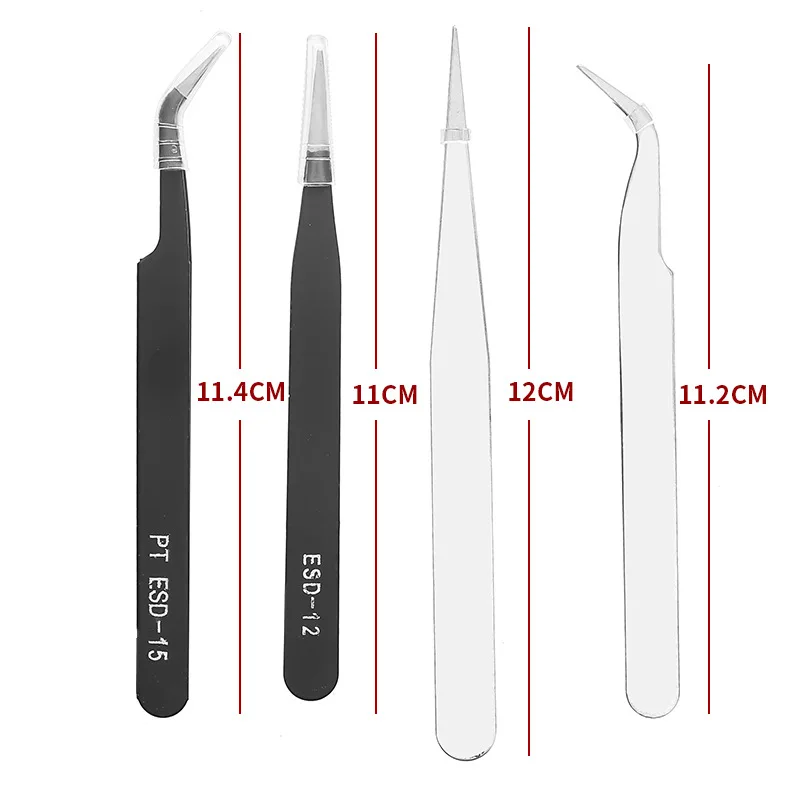 1Pcs Anti-static Precision Tweezers Maintenance Tools For DIY Jewelry Making Hand Clip Pinzas Pincet Stainless Steel ESD Tweezer