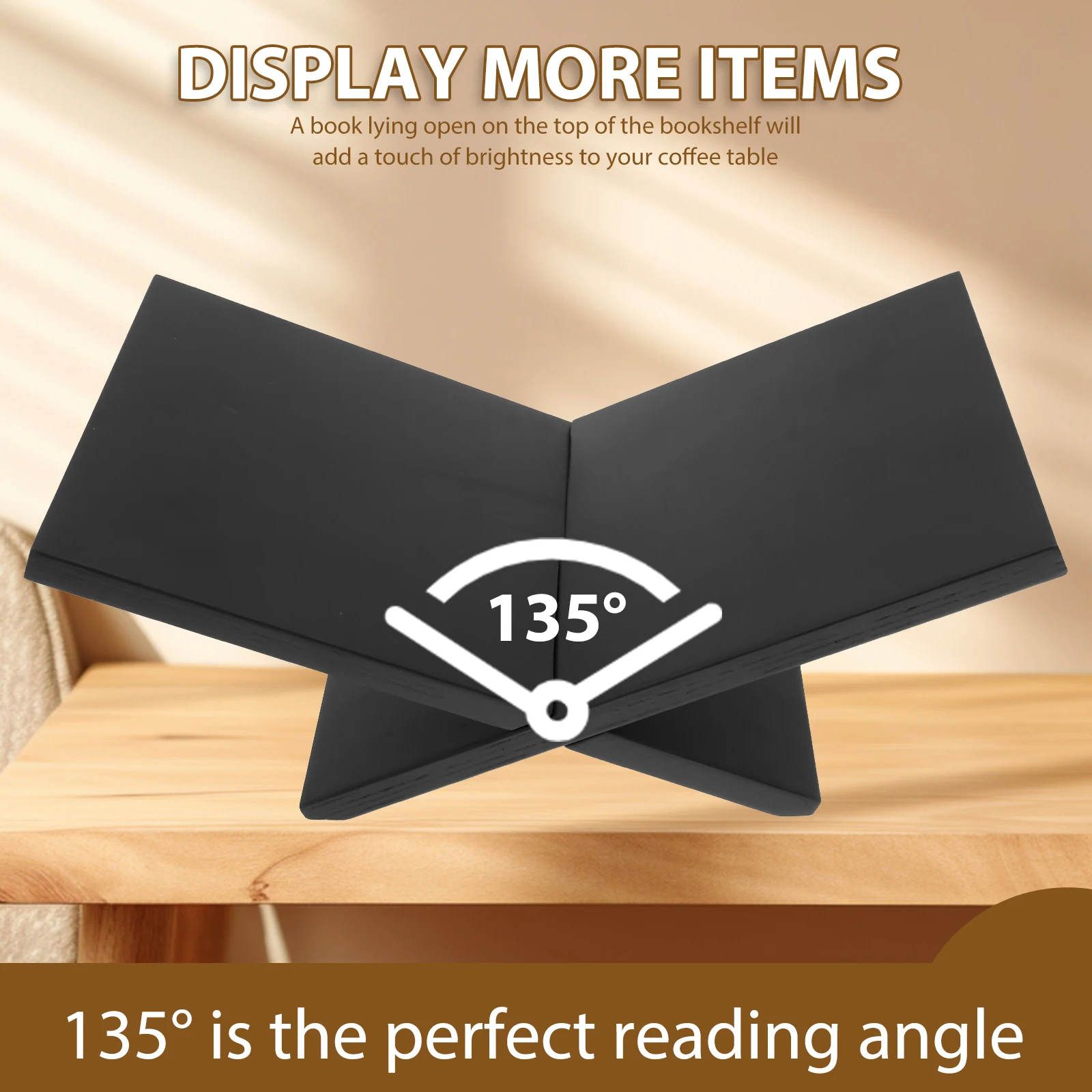 حامل كتب من الخشب الصلب بإطار متقاطع أسود حامل كتب للمجلات وكتاب الطبخ والكتب المدرسية والدراسة الفنية وديكور طاولة القهوة #5