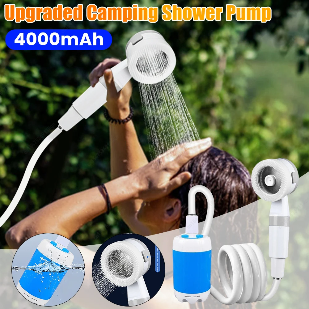 

Portable Shower Pump Rechargeable Outdoor Camp Pump Portable Outdoor Shower Head Sprayer for Camping Car Washing Gardening