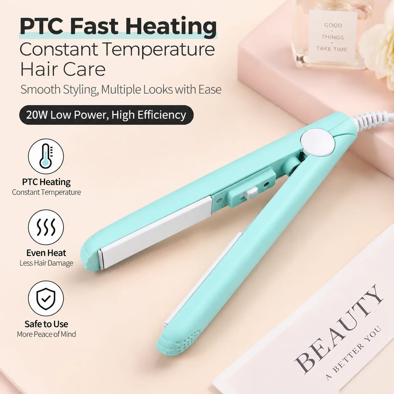 Mini Hair Curler 2 In 1 Hair Straightener Curling Iron Portable Ceramic Flat Iron Styling Tool For Women Travel Beauty Care