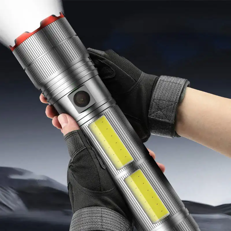 Portable Powerful Long Range Flashlight 4 Modest LED Aluminium Alloy Tactical Flashlights USB Rechargeable waterproof Torch