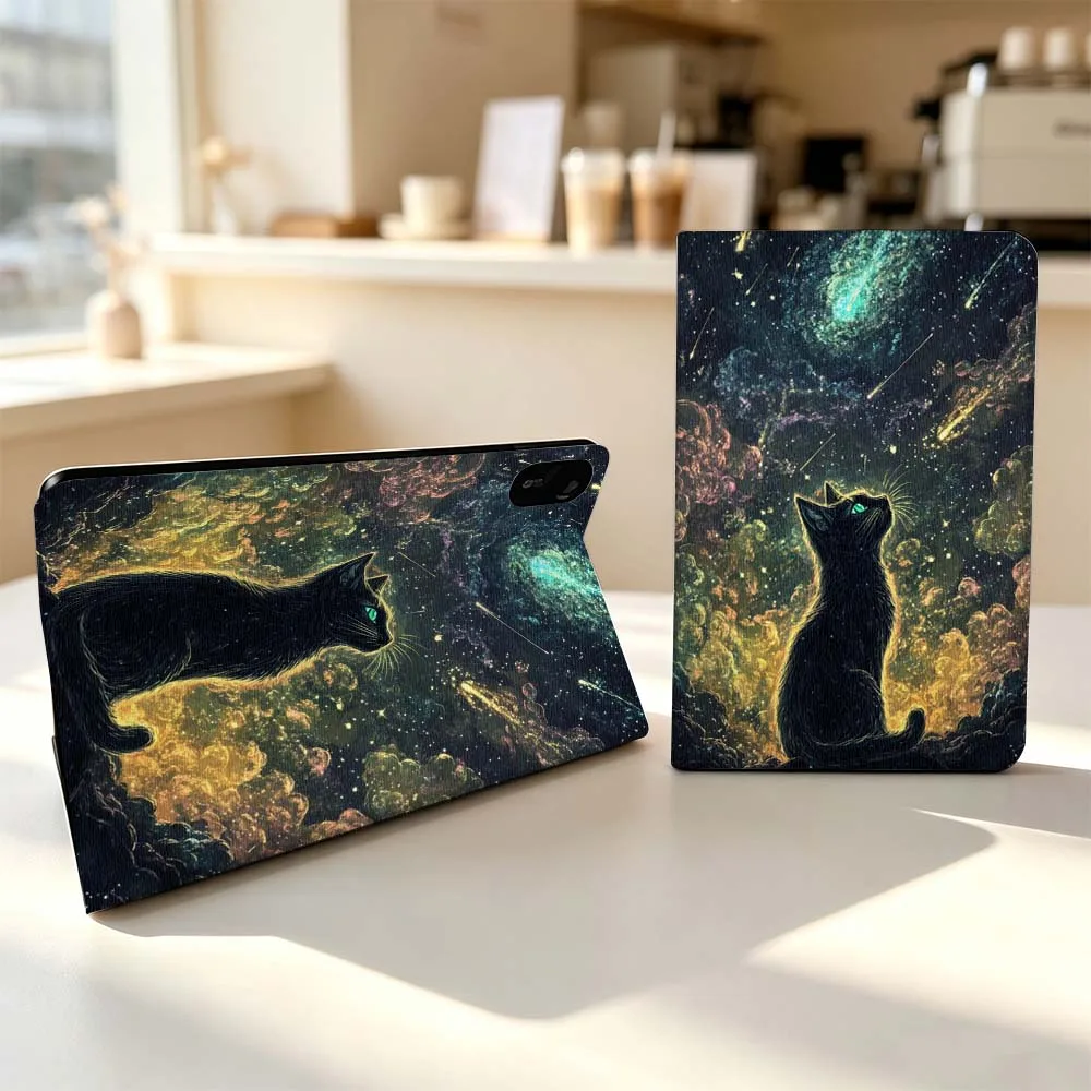 Cartoon Black Cat Nebula Fashion For Xiaomi Poco Redmi Pad 8 2 4 5 6 6S 7 7S SE Pro Max 14 11 8.7 11.2 12.5 Inch Tablet Case