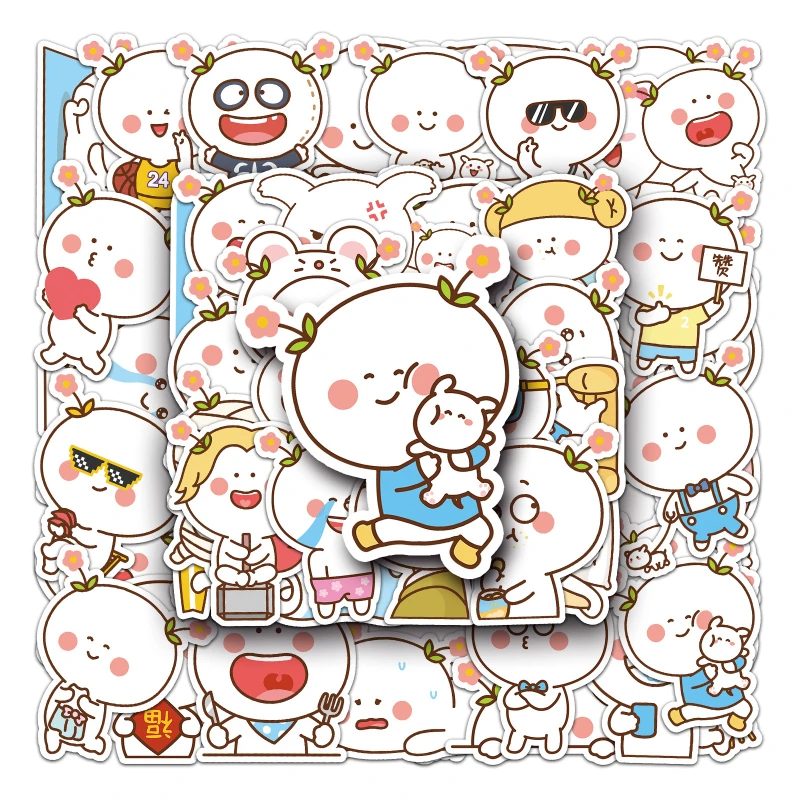 10/30/50PCS Cute Cartoon Expression Pack Creative Luggage Notebook Graffiti Stickers Decorative Car Stickers Scrapbook Supplies