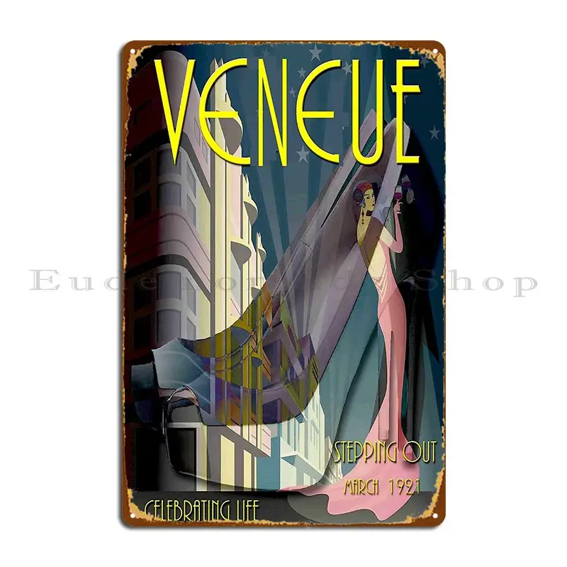 Veneue Vintage 1921 Stepping Out Magazine Advertising Print Metal Sign Club Wall Decor Print Wall Cave Design Tin Sign Poster