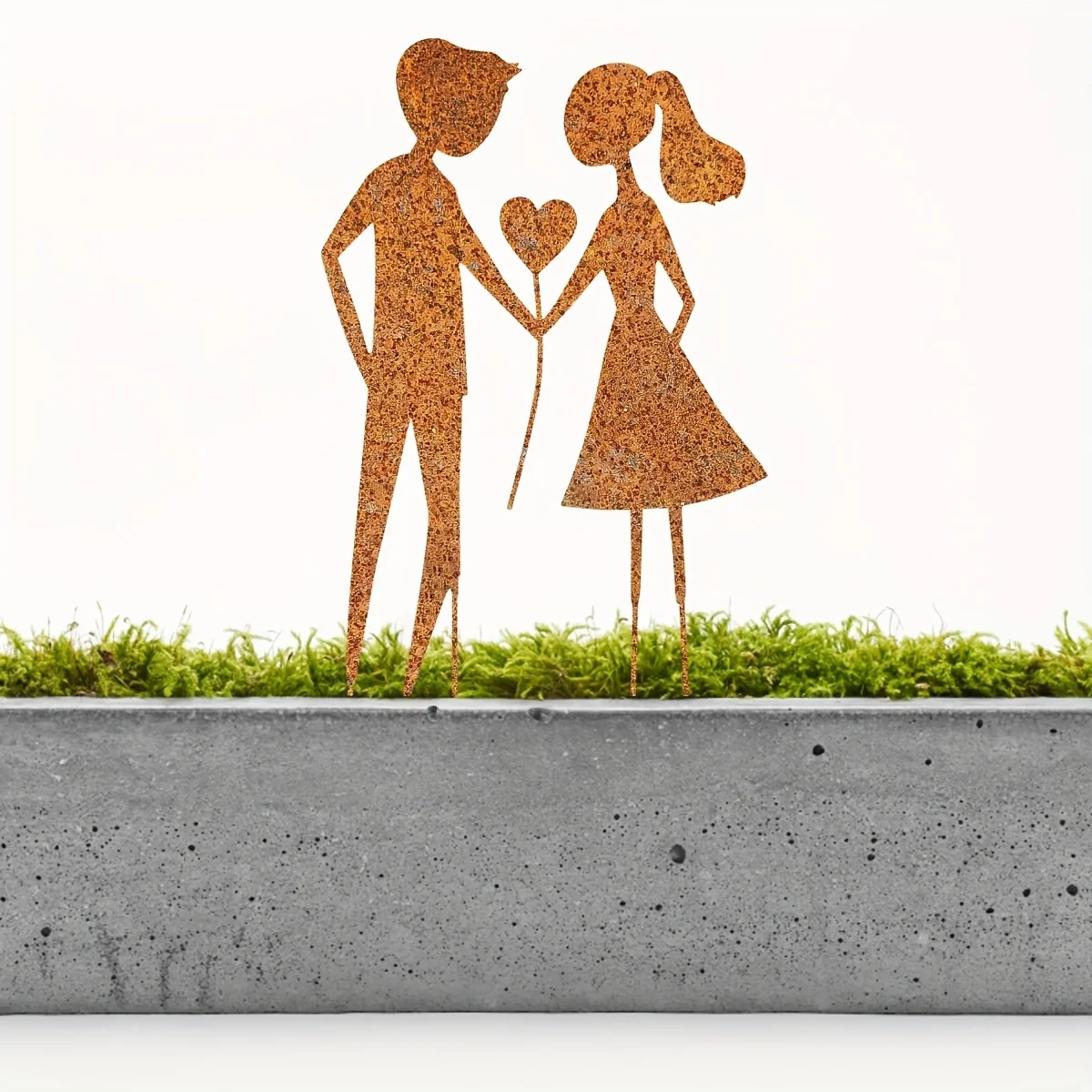1pc Rust Love Theme Garden Pile - Heart Shaped Metal Decor for Patios, Balconies and Flower Pots, Perfect Gift for Weddings