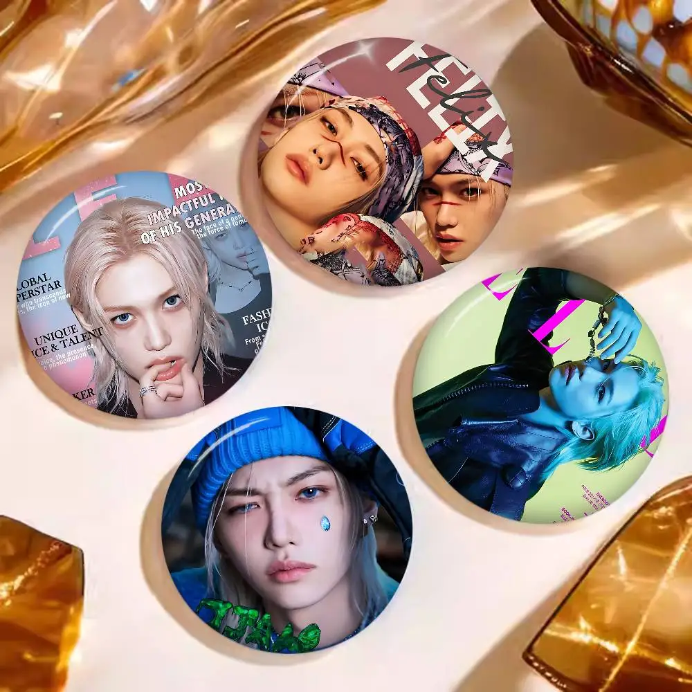 male singer F-FelixS famous popular Soft Button Pin Round Metal Badge Lapel Pin Parts Gift Friends Kid Jewelry