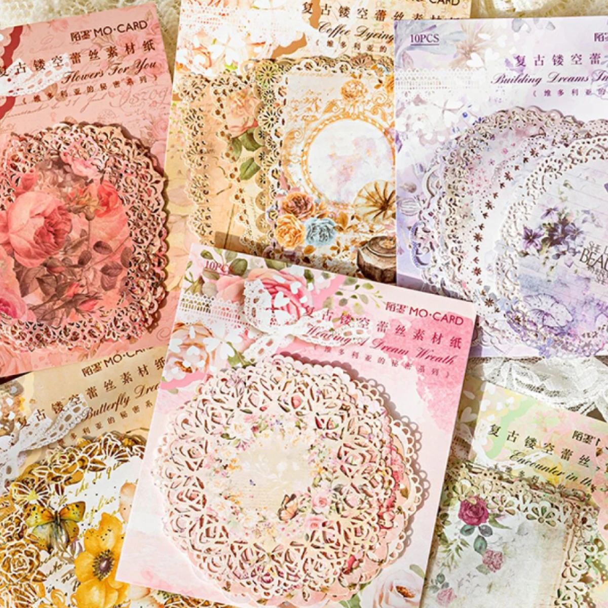 

Victoria Secret Series Vintage Lace Flower Hollow Border Material Paper Creative DIY Journal Collage Stationery