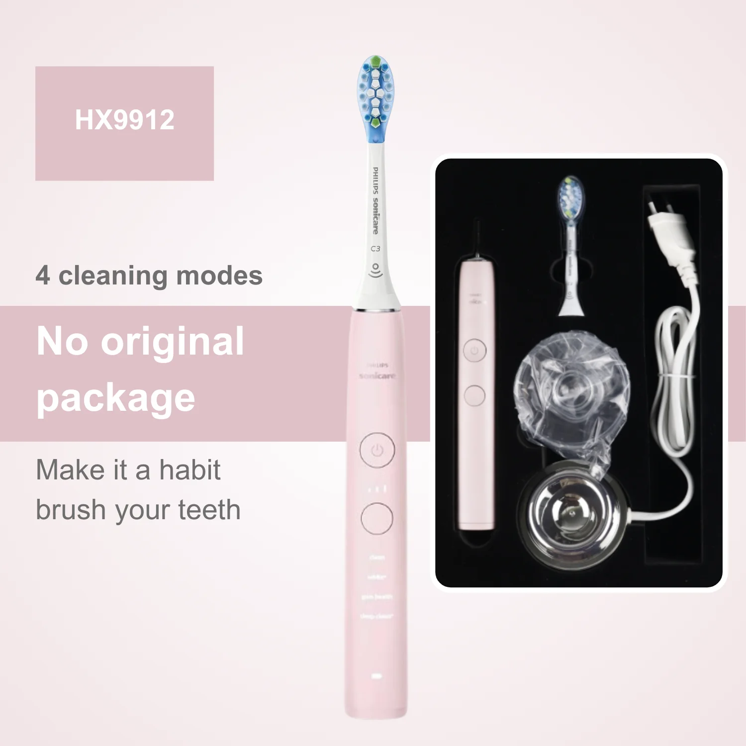 

Philips Electric Toothbrush Sonicare DiamondClean Smart HX9912, No Original Box, Connectable Application