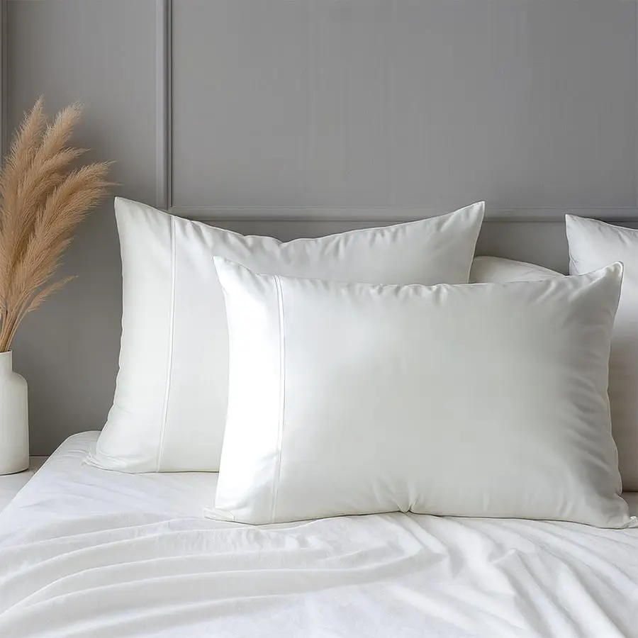 

100 Cotton Pillow Cases Queen Size Set of 2 Luxury 1000 Thread Count Sateen Weave Long Staple Cotton Hotel Quality Envelope Clos