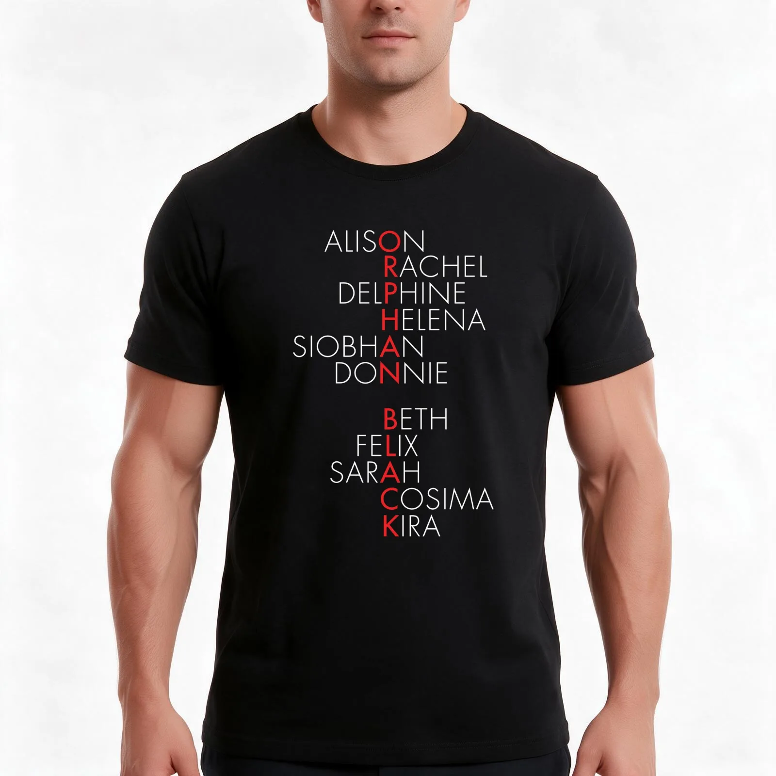 Orphan Black Typography - Dark T-Shirt, Summer Casual Cotton Tee, Oversized Streetwear Tops, Vintage Graphic Print, 100% Cotton