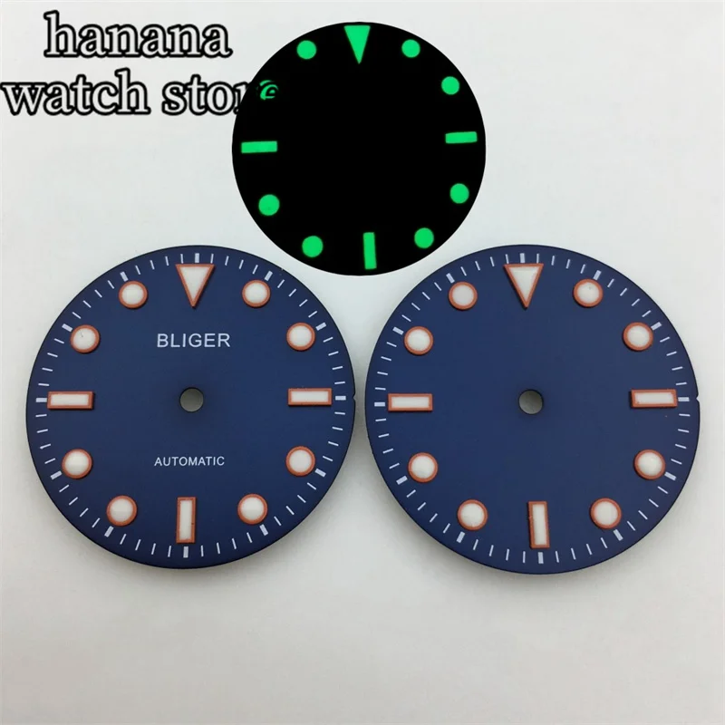29mm dial dateless blue dial luminous Index suitable for NH34 NH35 NH36 miyota8205 DG2813 3804 movement