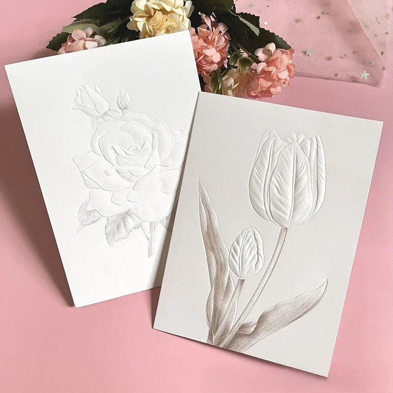 Gratitude Gift Creative Embossed Flower Greeting Card Universal Gratitude Blessing Oath Card Simplified Card Thank You Cards