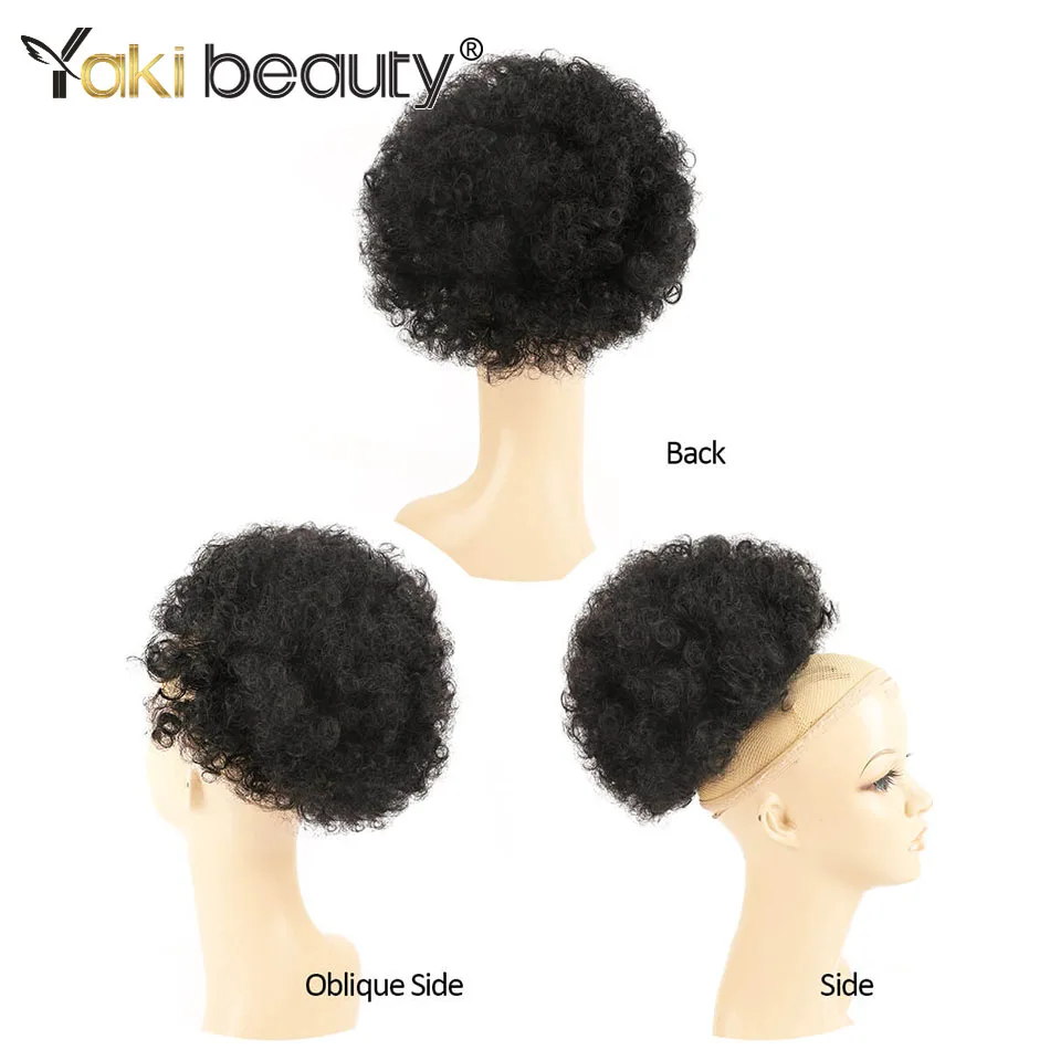 Coleta sintética Afro Puff para mujer, postizos de extensión de cabello, cola de caballo rizada con cordón, pequeña a grande