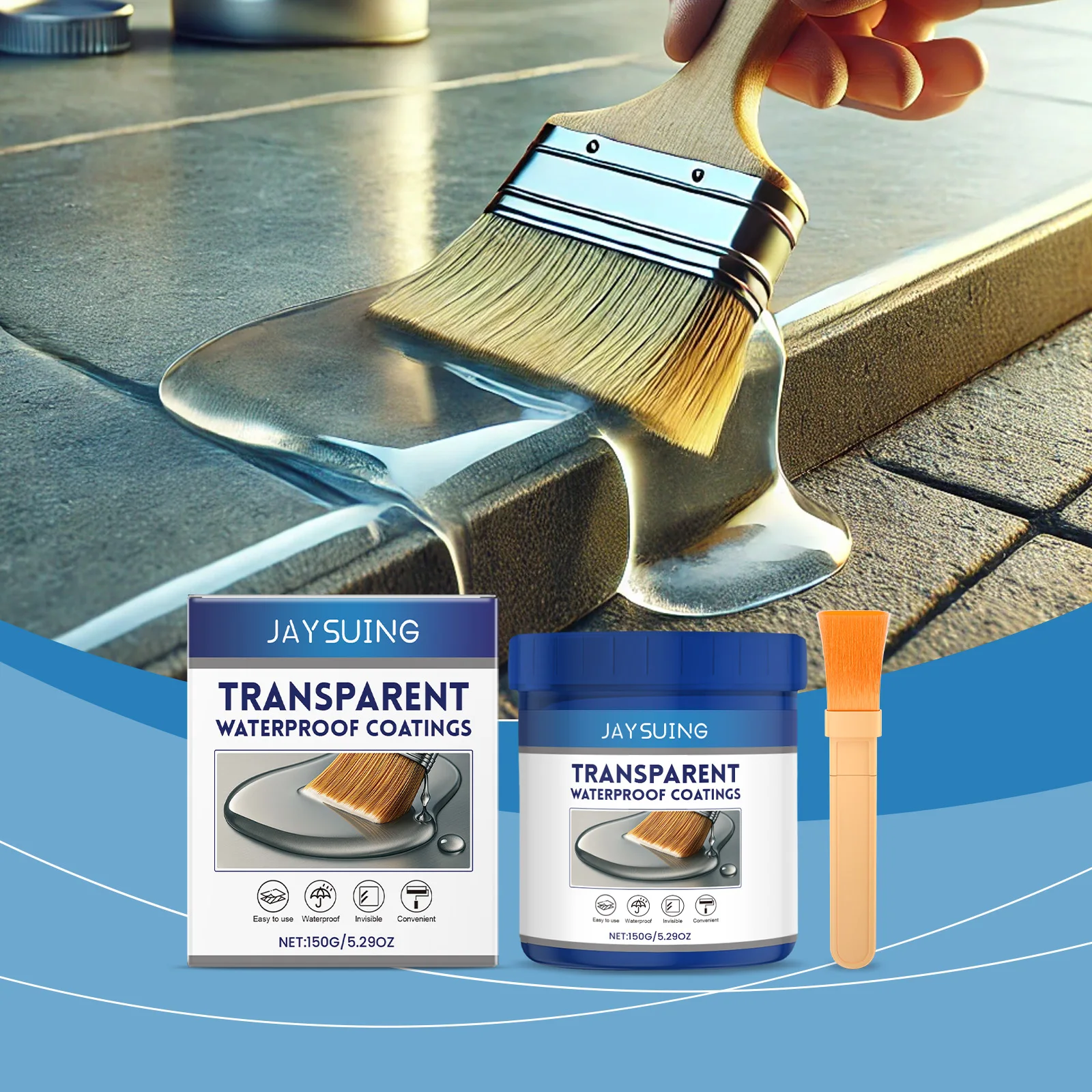 

Professional Clear Waterproof Coating - Weather & Crack Resistant Elastic Sealant for Concrete, Wood, Brick Outdoor Surfaces