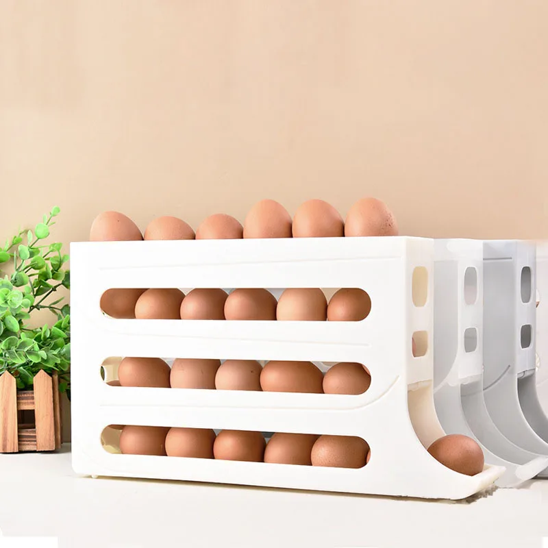 Egg storage box multi-layer automatic sliding refrigerator side door egg dedicated rack super space saving sorting tool