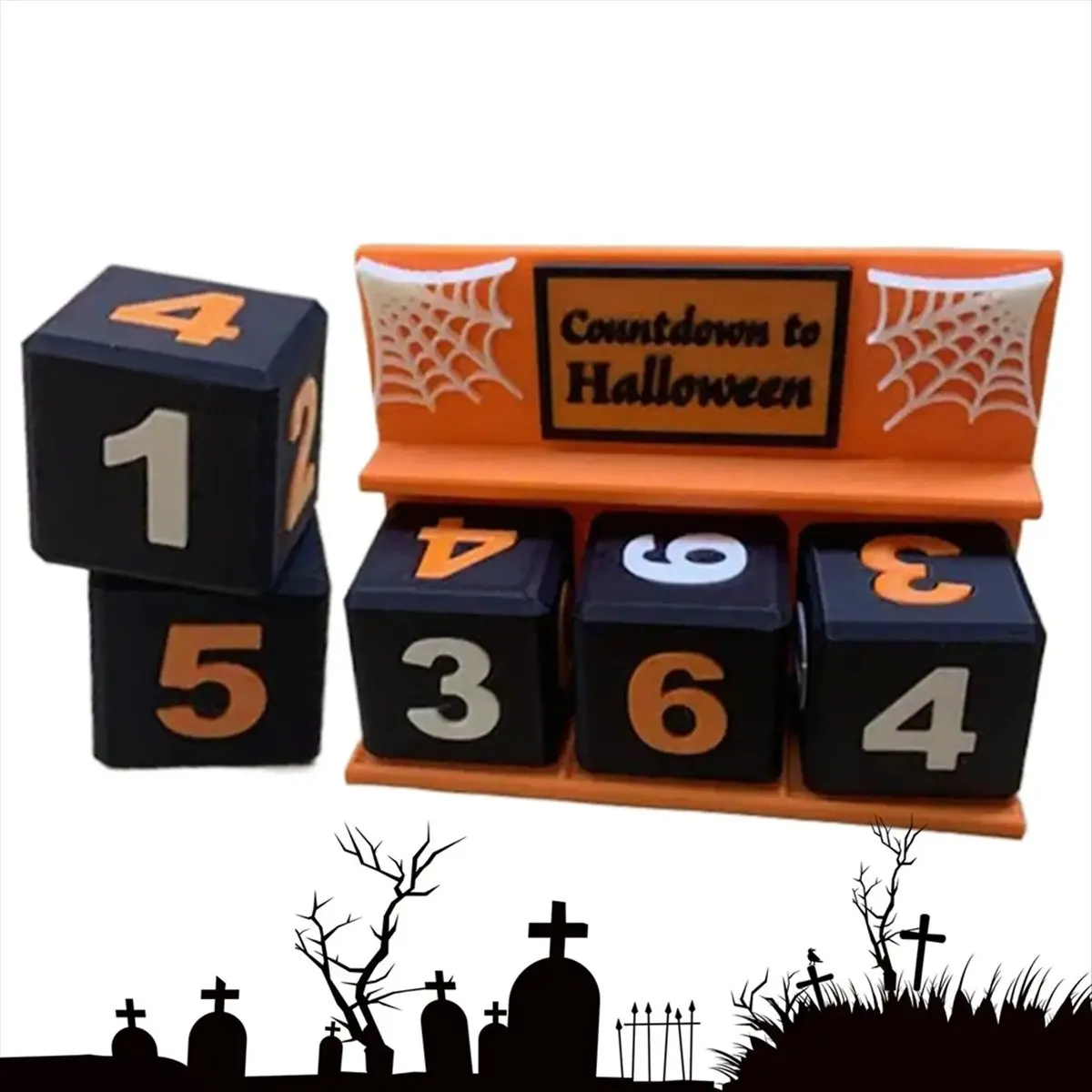ETRT Halloween Countdown for Indoor Home Party Decoration Holiday Tabletop Ornament Decorative Halloween Countdown Block