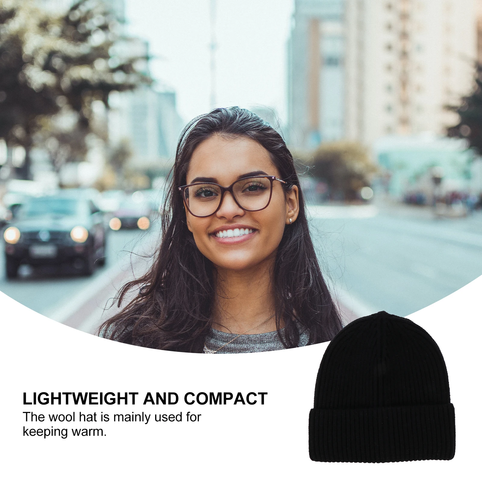 

1 pc Winter Warm Knitted Hat Solid Color Ball Cap Elastic Round Adult Beanie Comfortable Durable Fadeless Soft Skin-Friendly