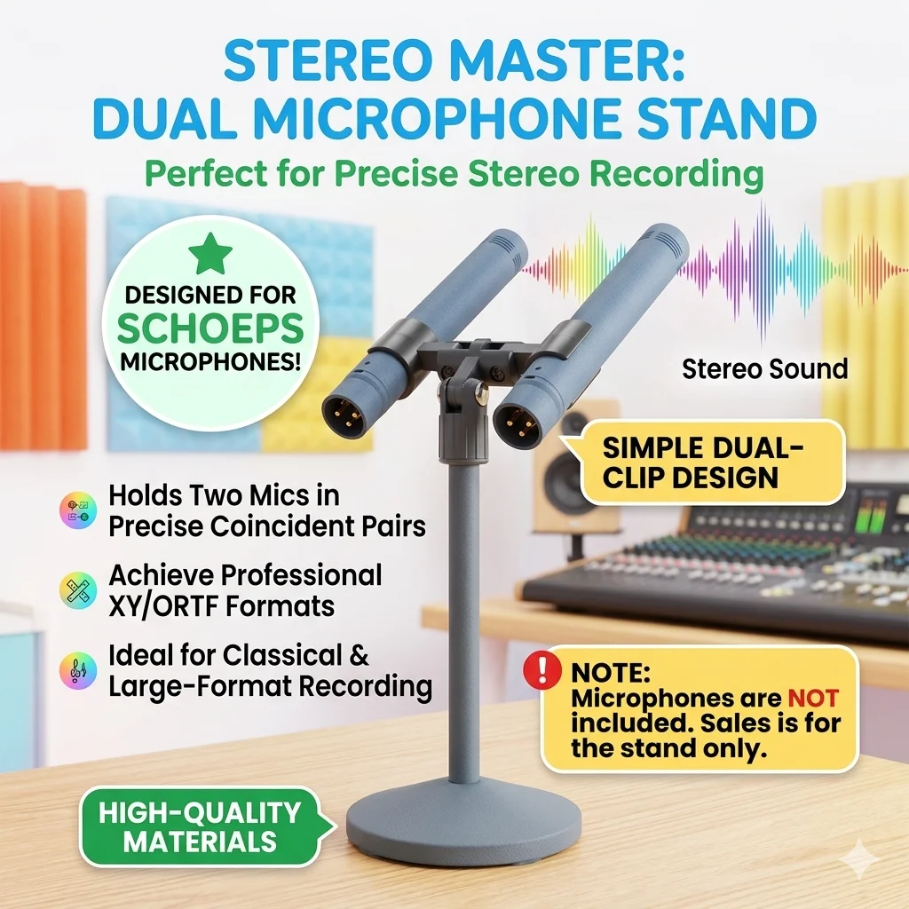 Dual Microphone Installation Kit for SCHOEPS CCM6UMK4 Desktop Microphone Stand Suitable for Small Diaphragm Condenser Microphone