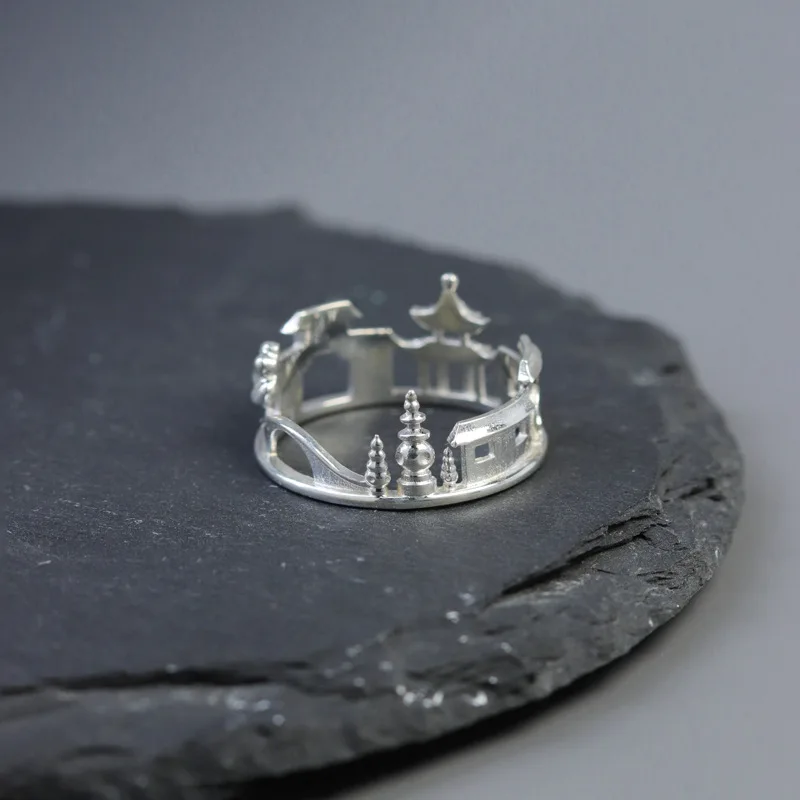

925 Sterling Silver Hollow Out Venice Bridge Women's Ring Original Design Famous City Architecture Unusual Rings 2023 byGEEZENCA