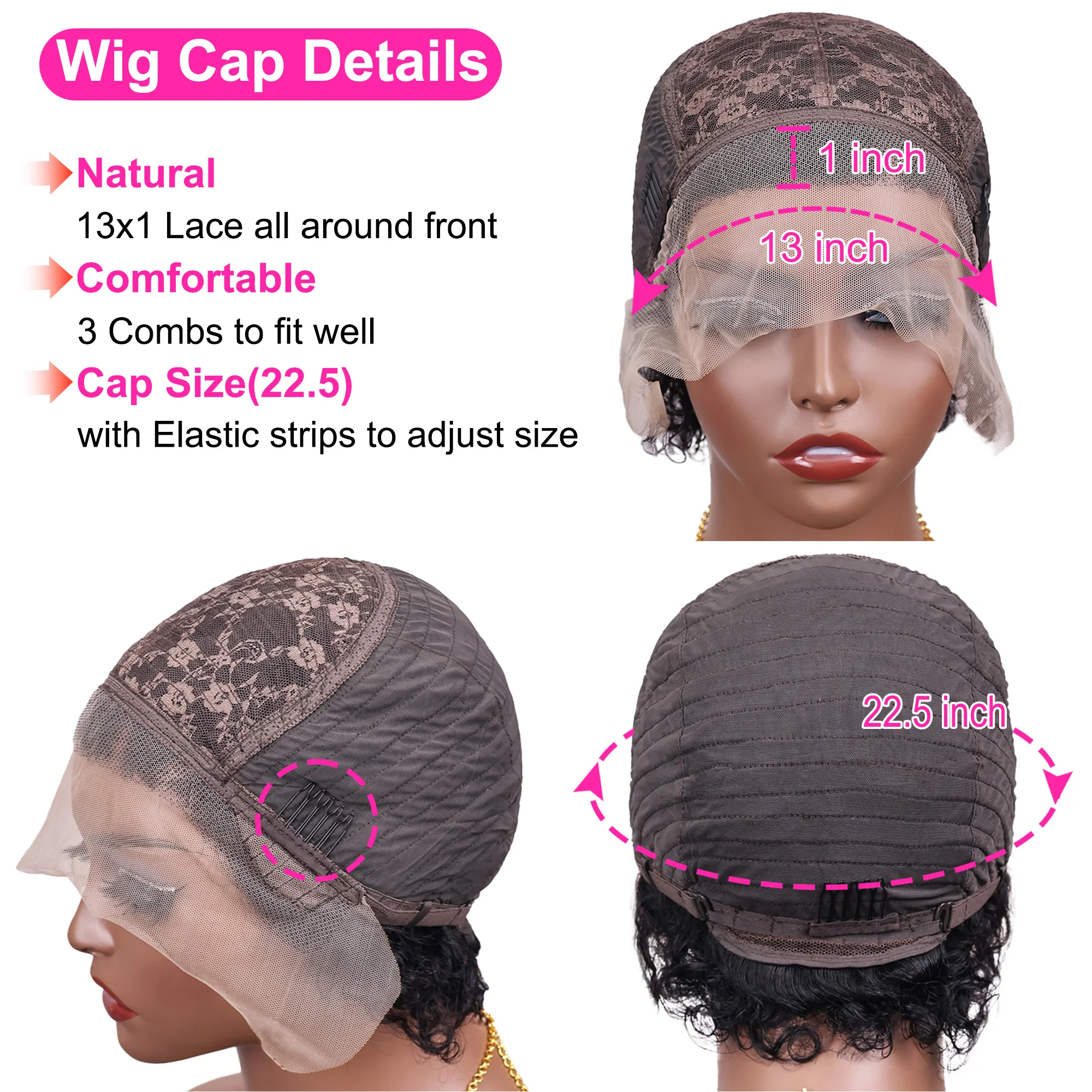 Pixie Cut Lace Wig Bob Wig 13x1 Lace Front Curly Human Hair Short Curly Wigs Pre plucked Transparent HD Human Hair Lace Wigs - Image 6