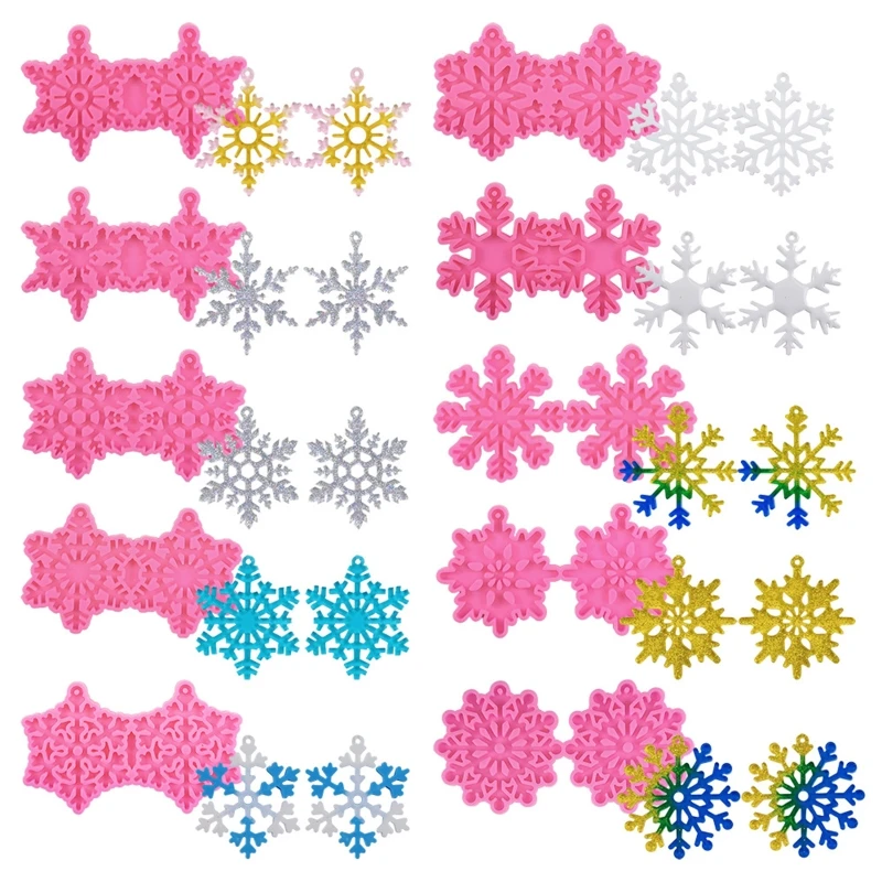 M2EA Diy Epoxy Crystal Resin Earring Silicone Mold Snowflake Pendant Earrings Mold