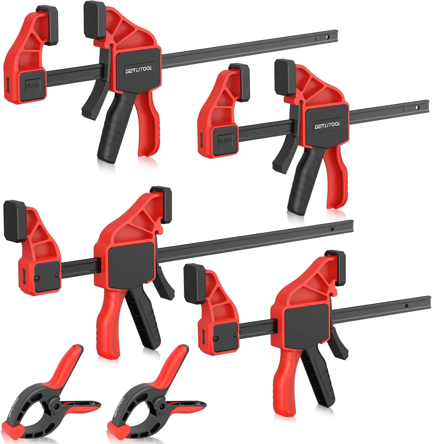 مشابك بار لأعمال النجارة مقاس 6 و12 بوصة، 4 قطع 165 رطل، مشابك نجارة سريعة الإصدار مع مشبك زنبركي 6 بوصة، مشابك خشبية