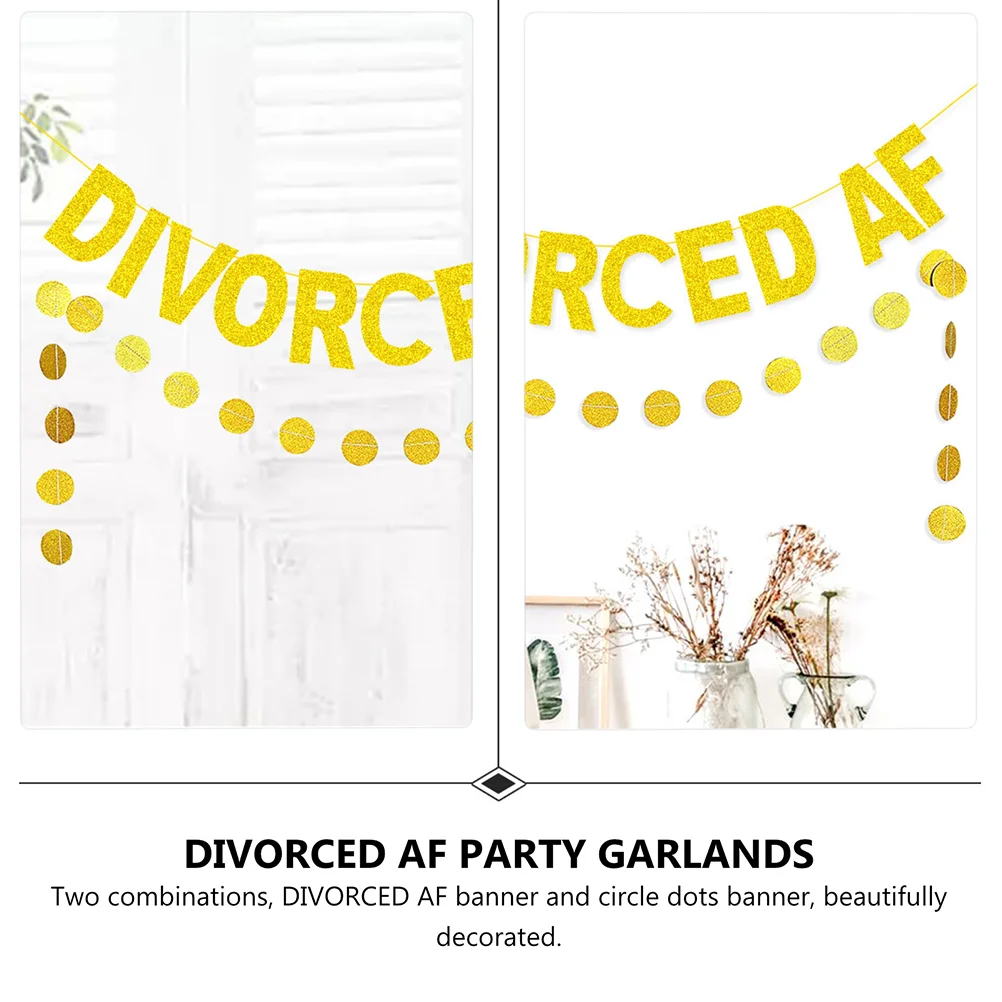 Divorce Party Flag DIVORCED AF Glitter Sign Decor Decorations Paper Banner Supplies Garland Ornament