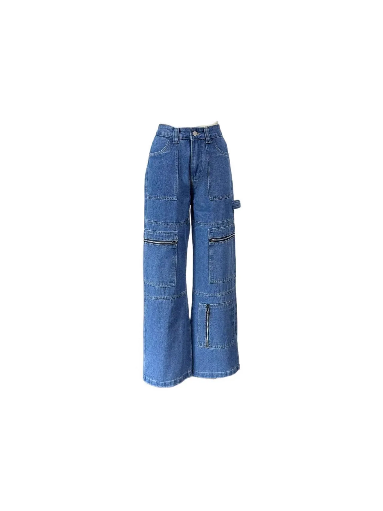 

Джинсы ручной работы в стиле рабочей одежды, широкие, с эффектом потертости, винтажные, очень большие, удлиненные, из денима.