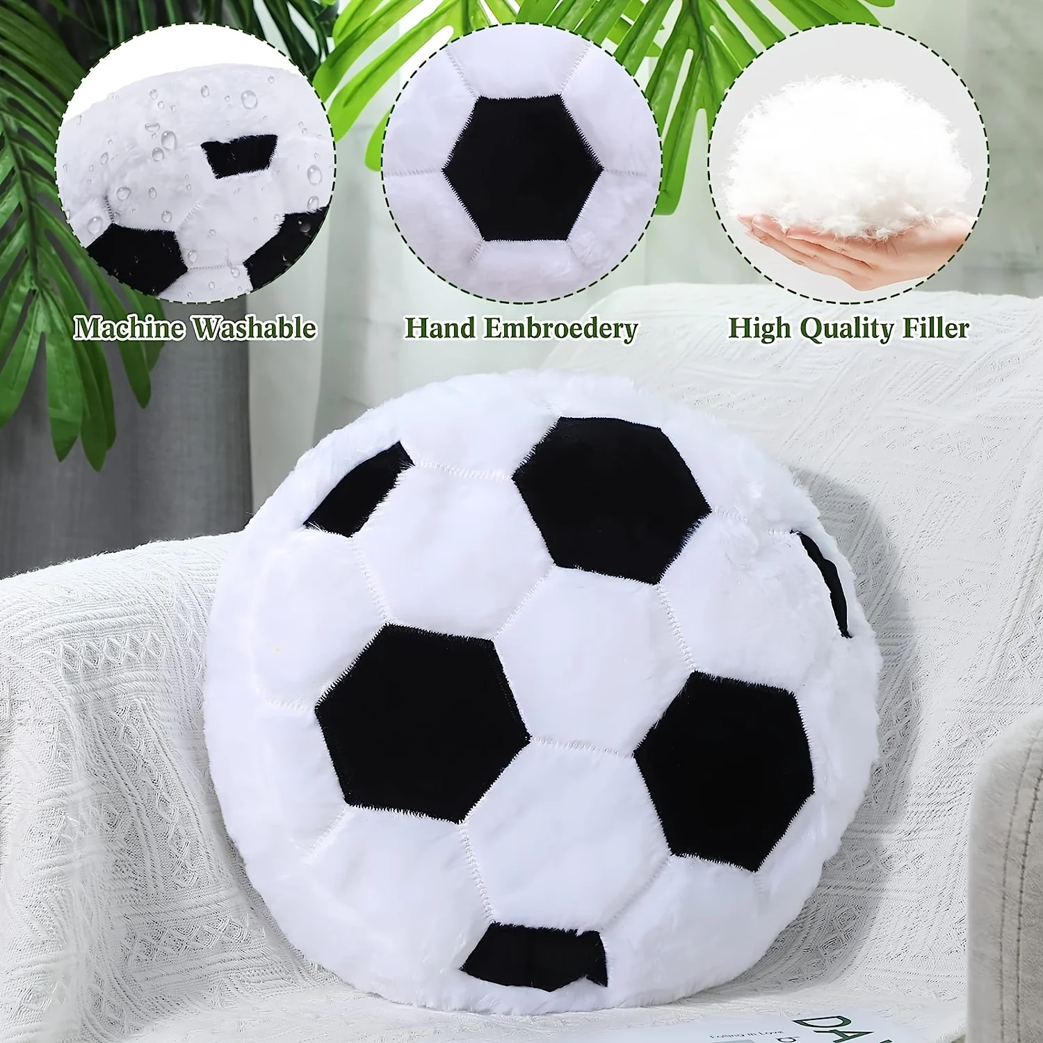 Creative Football Plush Pillow Fan Cushion Boyfriend Football Cushion Home Decoration Sports Fan Cute Soccer Shaped