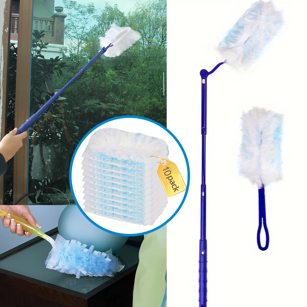 10/30Pcs Disposable Dusters with Replace Heads Scalable Cleaning Brush Unscented Duty Duster Kit Home Office Cleaning Tool