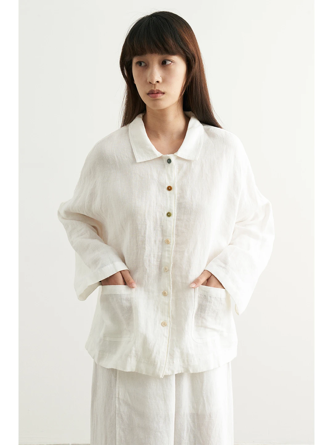 

Ertang 100% Linen Shirt with Buttons And Frayed Design Loose Fit Long Sleeve Women's Casual Style Breathable Spring ...