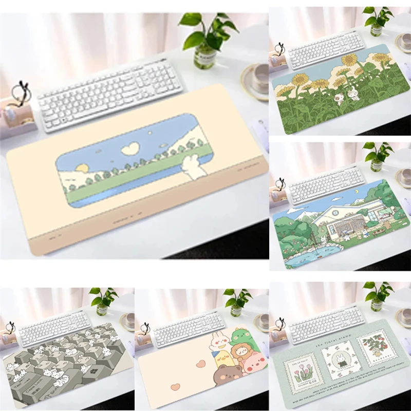 Cute Rabbit Mausepad Computer Keyboard Large Mouse Pad Desk Mat Office Accessories Cabinet Cushion Pc Gaming Non-Slip HD Rug