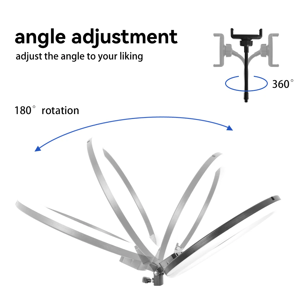 Anillo de luz RGB regulable para Selfie, lámpara de 18 pulgadas con trípode, Clip para teléfono, para maquillaje en vivo, estudio de fotografía de Youtube