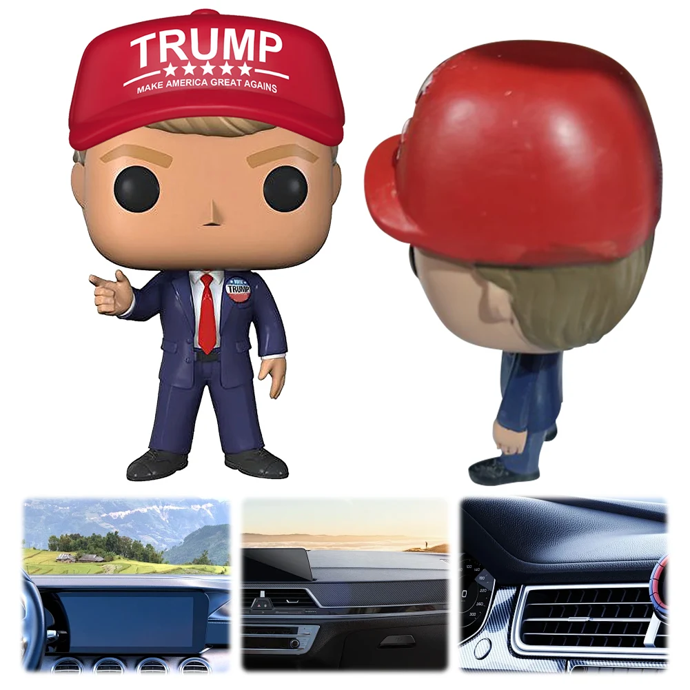 Trump Car Ornament Make America Great Again Trump Statue Decor Miniature President Trump Craft for Patriotic American Supporters