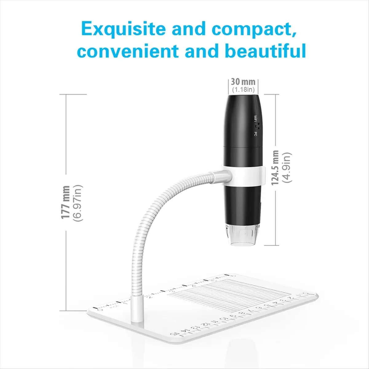 1000X WiFi USB Digital Microscope 4.3inch Screen Electronic 1080P Soldering Coin Microscope with 8 LED Light White
