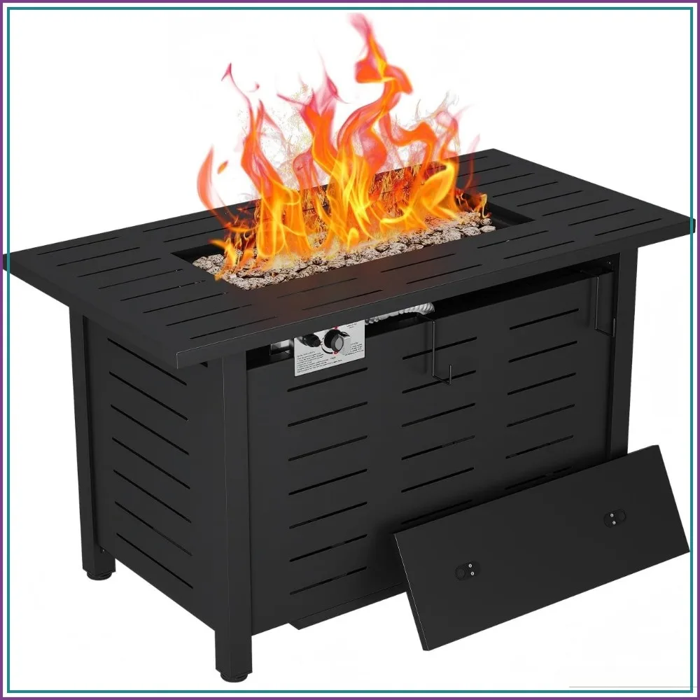 40 Inch Outdoor Propane Fire Pit Table 50,000 BTU with Lava Rocks and Cover